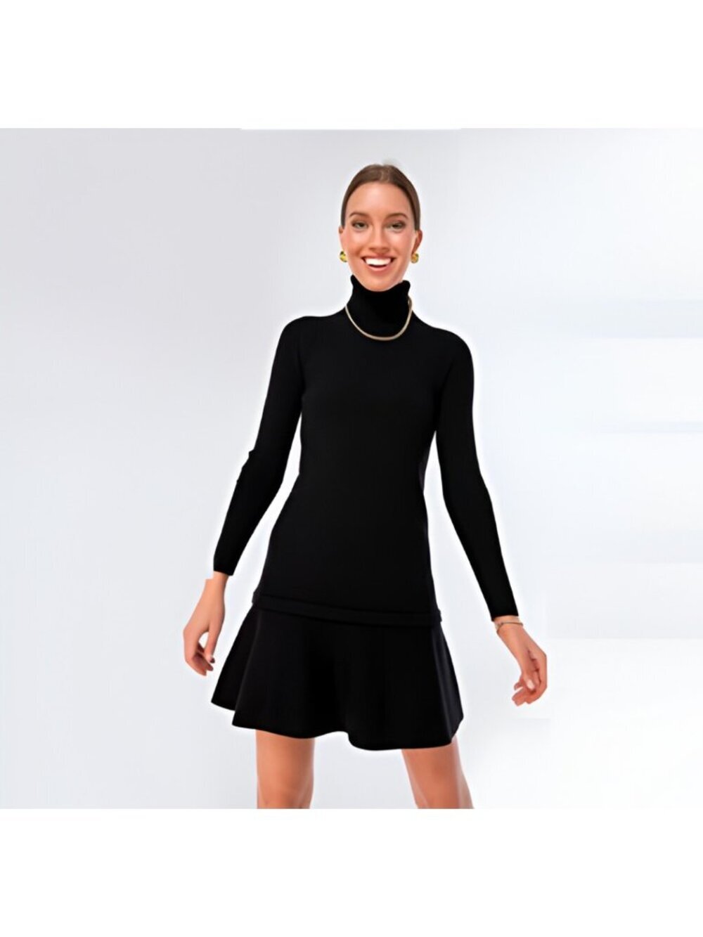 Pomander Place by Tuckernuck Black Baxter Turtleneck Sweater Dress size S Small